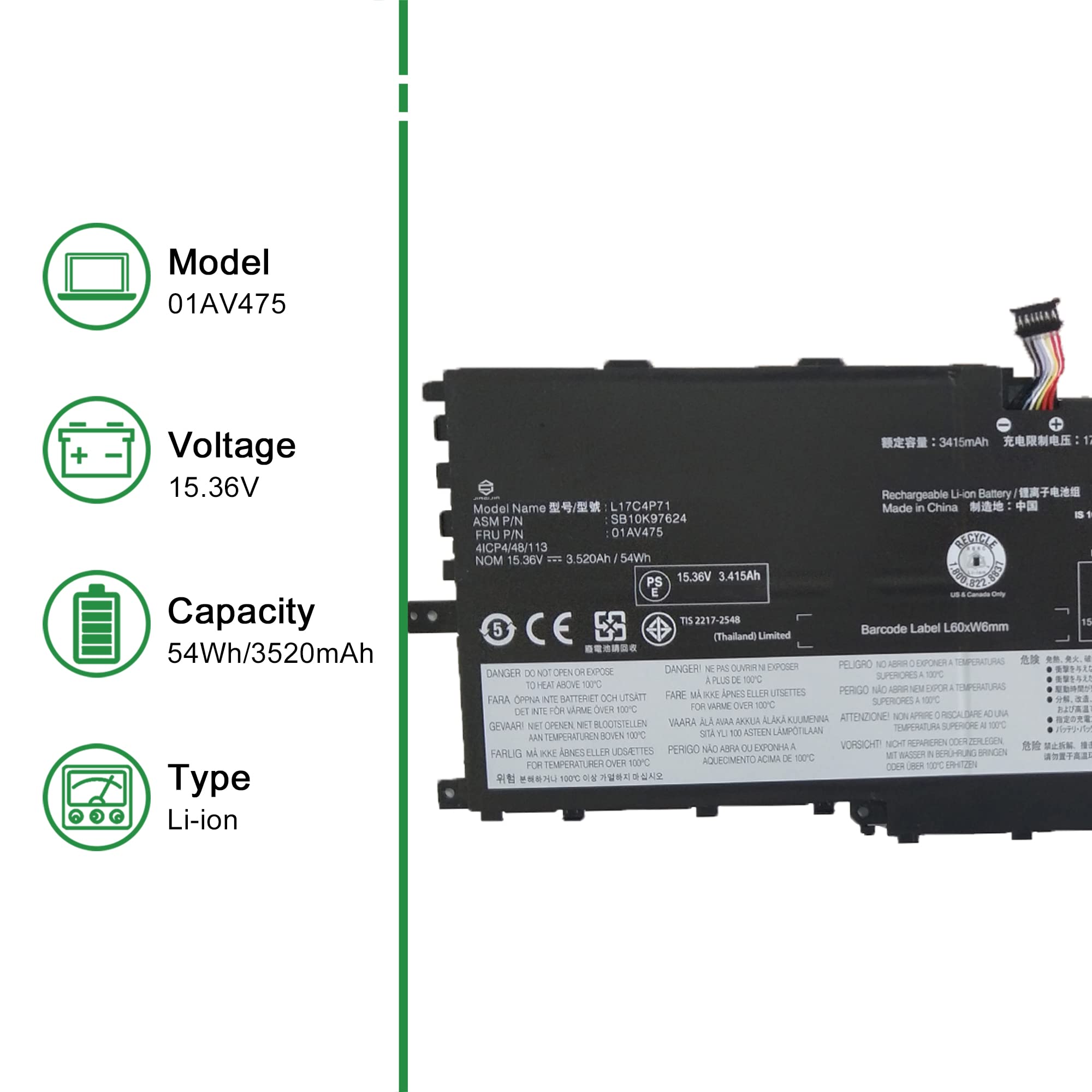 Lenovo Li-ion バッテリー L17C4P71 5080mAh New Genuine L17C4P71 L17M4P71 01AV475 OEM Battery for Lenovo